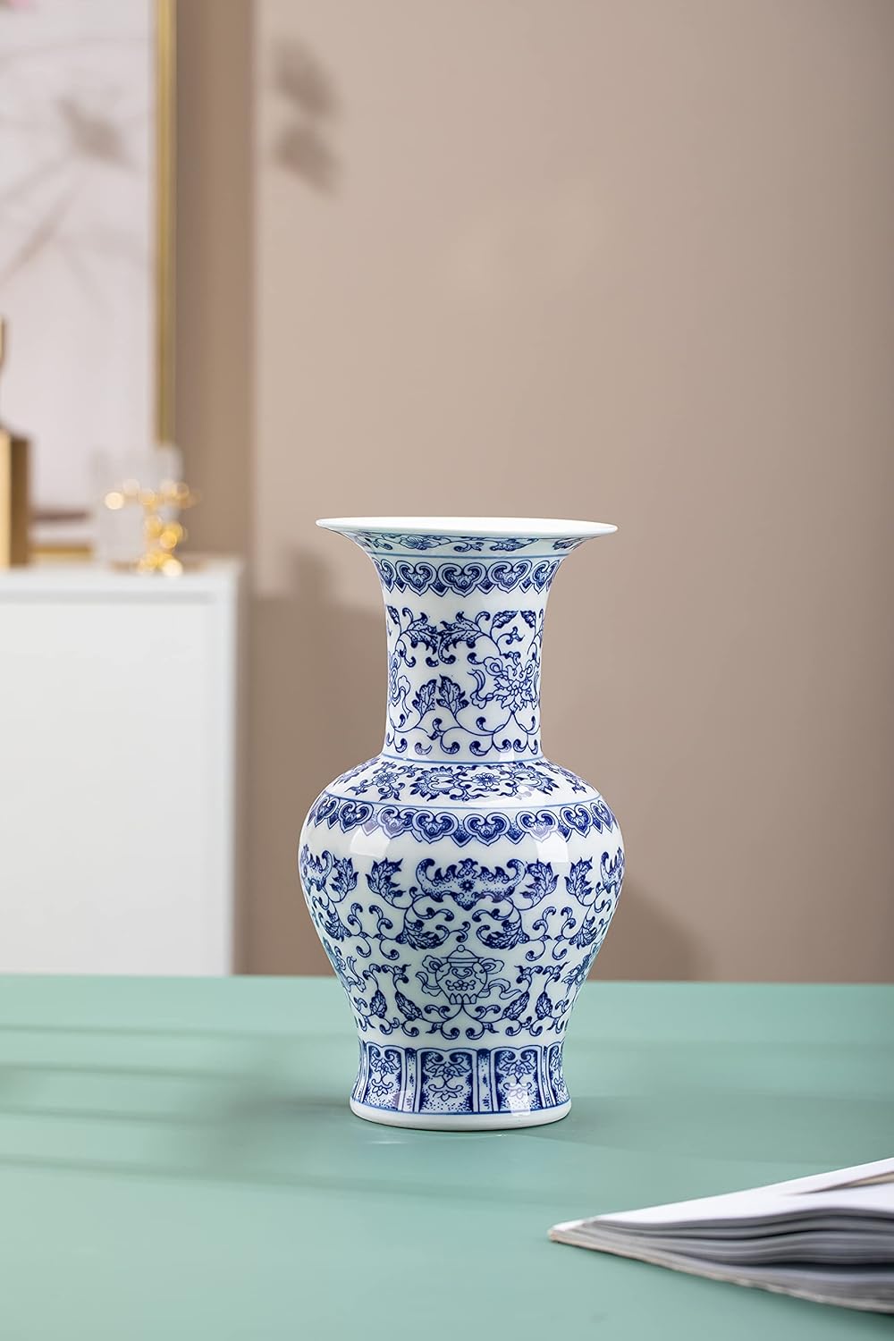 Blue and White Vase, Blue Vase, Chinoiserie Vase, Blue and White Ginger Jar Vase for Home Decor, Blue and White Porcelain Decor,10 "H - Image 7