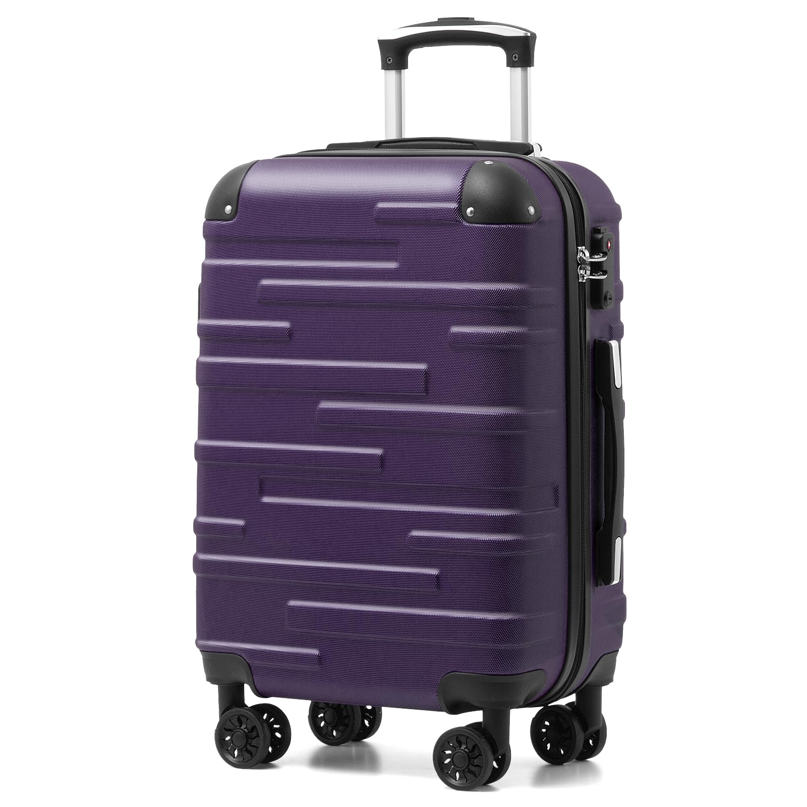 COOLIFE Hartschalen-Koffer Rollkoffer Reisekoffer Vergrößerbares Gepäck (Nur Großer Koffer Erweiterbar) ABS Material mit TSA-Schloss und 4 Rollen