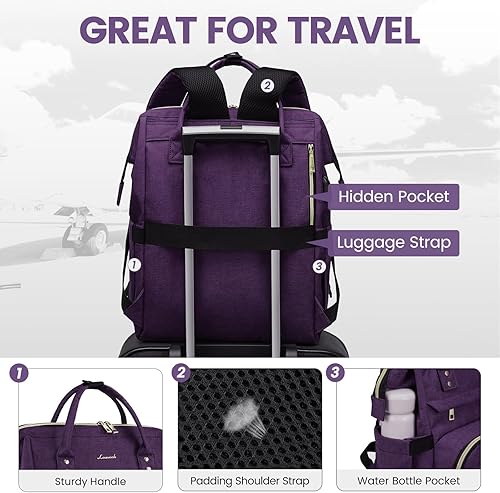 Miniatura 5 de LOVEVOOK - Mochila de mujer para laptop, mochila de viaje profesional de 15.6 pulgadas con puerto USB, mochila impermeable para trabajo,