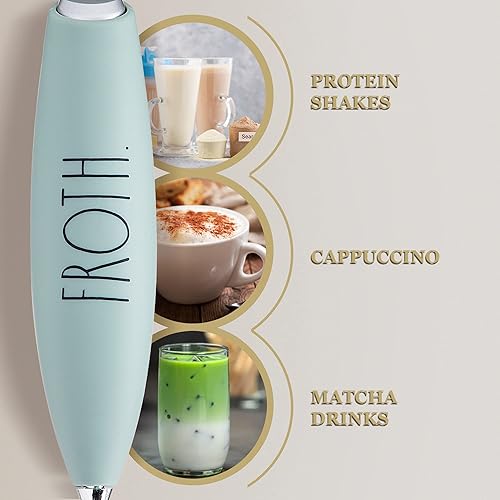 Miniatura 2 de Rae Dunn Espumador de leche - Mezclador de bebidas eléctrico de mano, espumador de leche eléctrico de mano, espumador de café, batidora de mano,