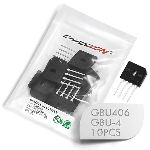 Chanzon GBU406 Puente Rectificador Diodo 4A 600V GBU-4 (SIP-4) Monofásico, Onda Completa 4 Amp 600V Diodos de Silicio Electrónicos