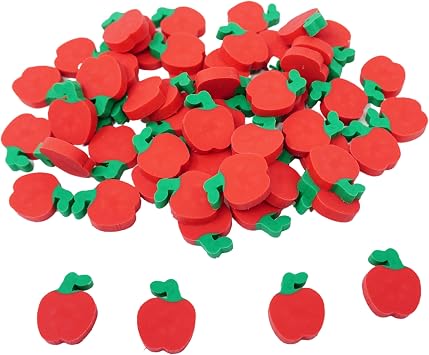 4Es Novelty 144 Pcs Mini Apple Erasers - Back to School Gifts for Students, Mini Erasers for Kids Bulk Classroom, Apple Manipulatives for Kids, Teacher Rewards, Classroom Supplies and Prizes
