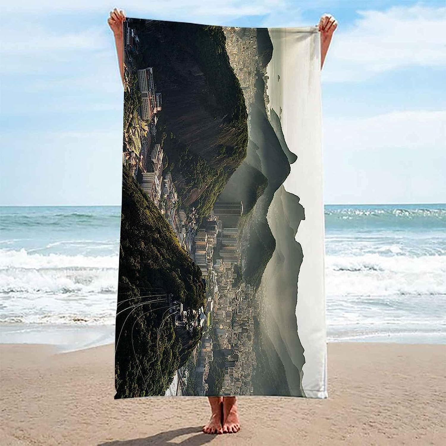 Strandtücher Mikrofaser Schnelltrocknend 3D Alpine Naturkulisse Drucken Tragbar Sand Proof Ultraleicht Strand-Badetuch Ideal Als Strandtuch,Reisetuch,Saunatuch,Duschtuch Sport 200 X 200 cm -6T2V+G4L