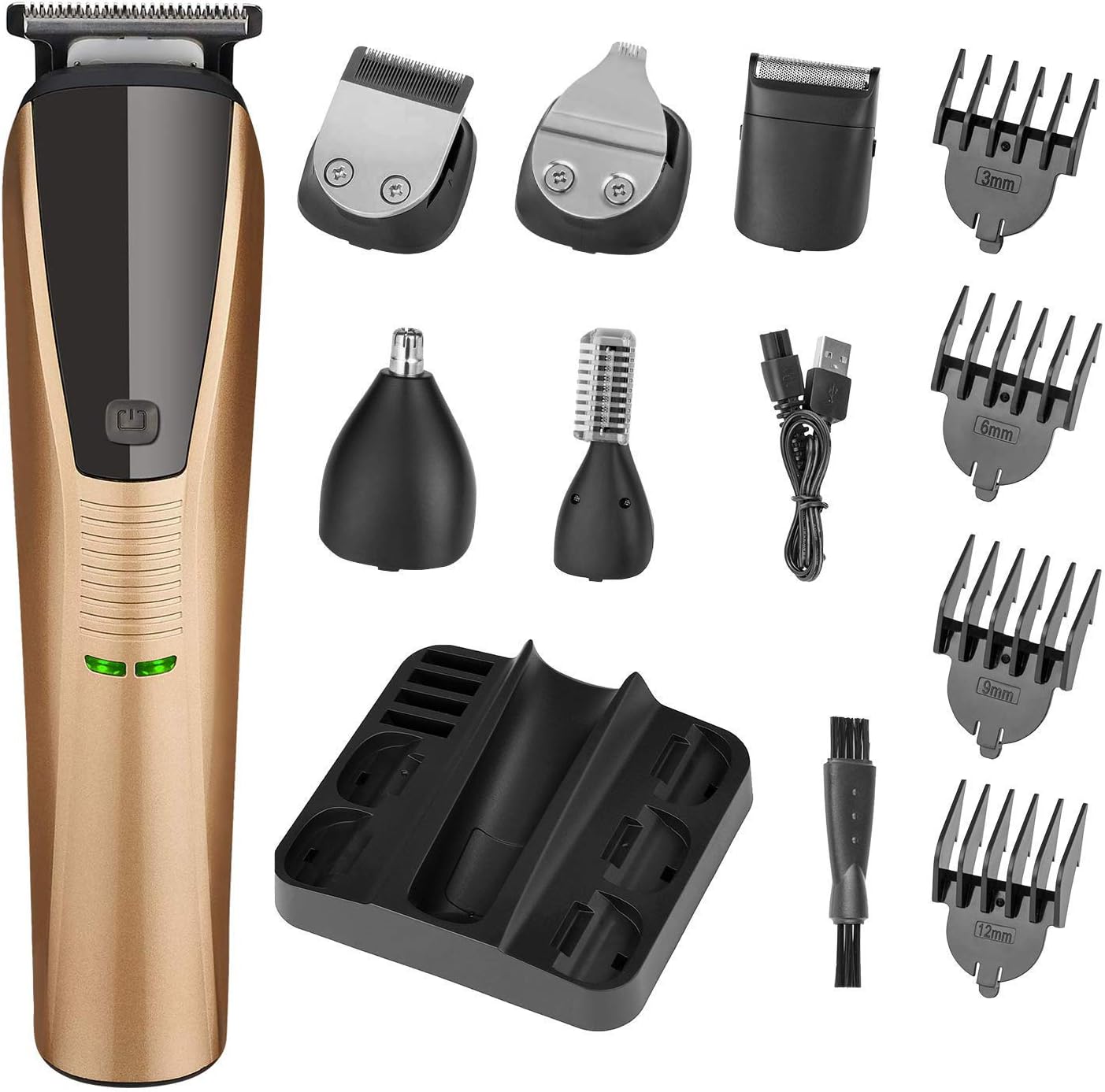 Beard Trimmer 6 in 1 Trimmer for Men Cordless Hair Clippers Mustache Trimmer Nose Hair Trimmer Waterproof USB Fast Charging Low Noise