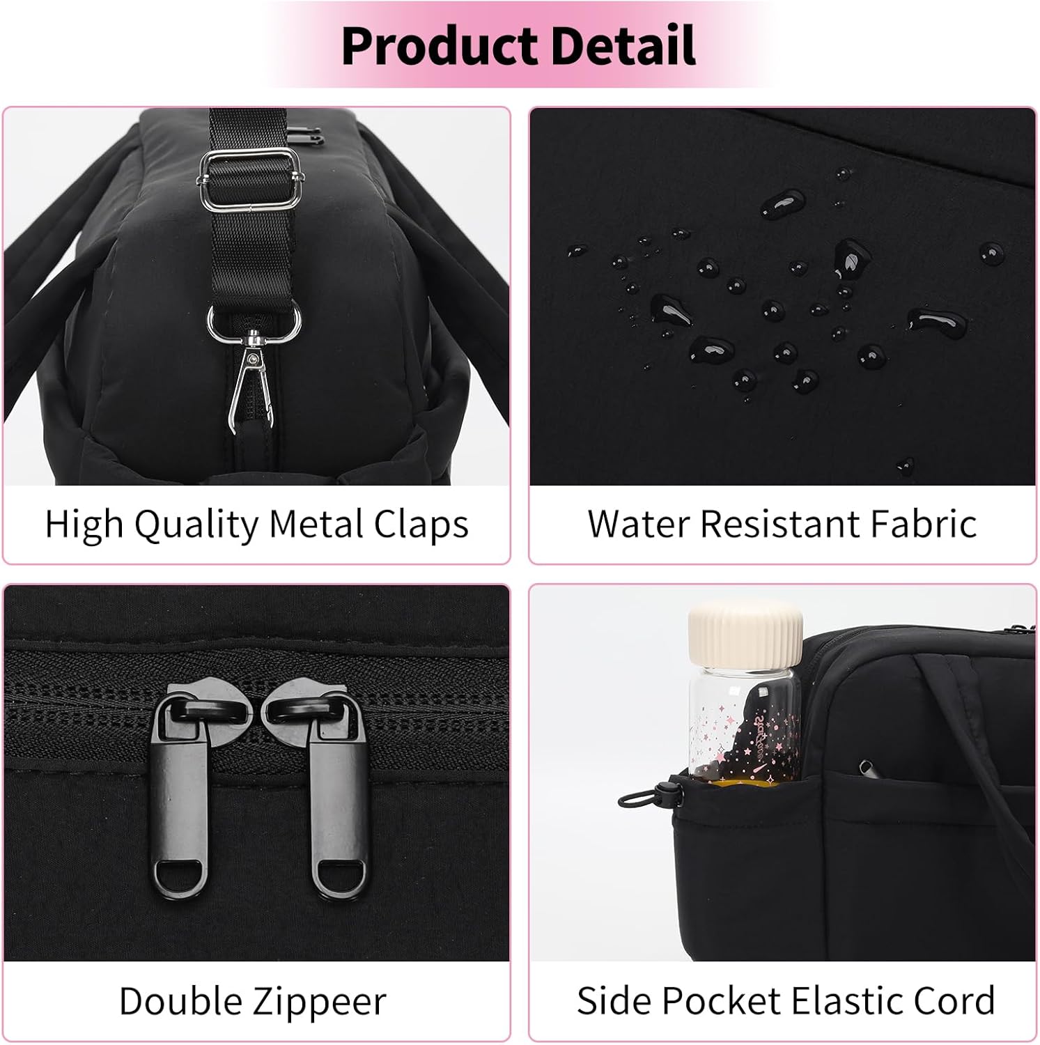 Small Gym Bag for Women - 12inch Mini Tote Bag with Wet Pocket Lightweight Carry On bags for Travel Sport - Black - Image 4