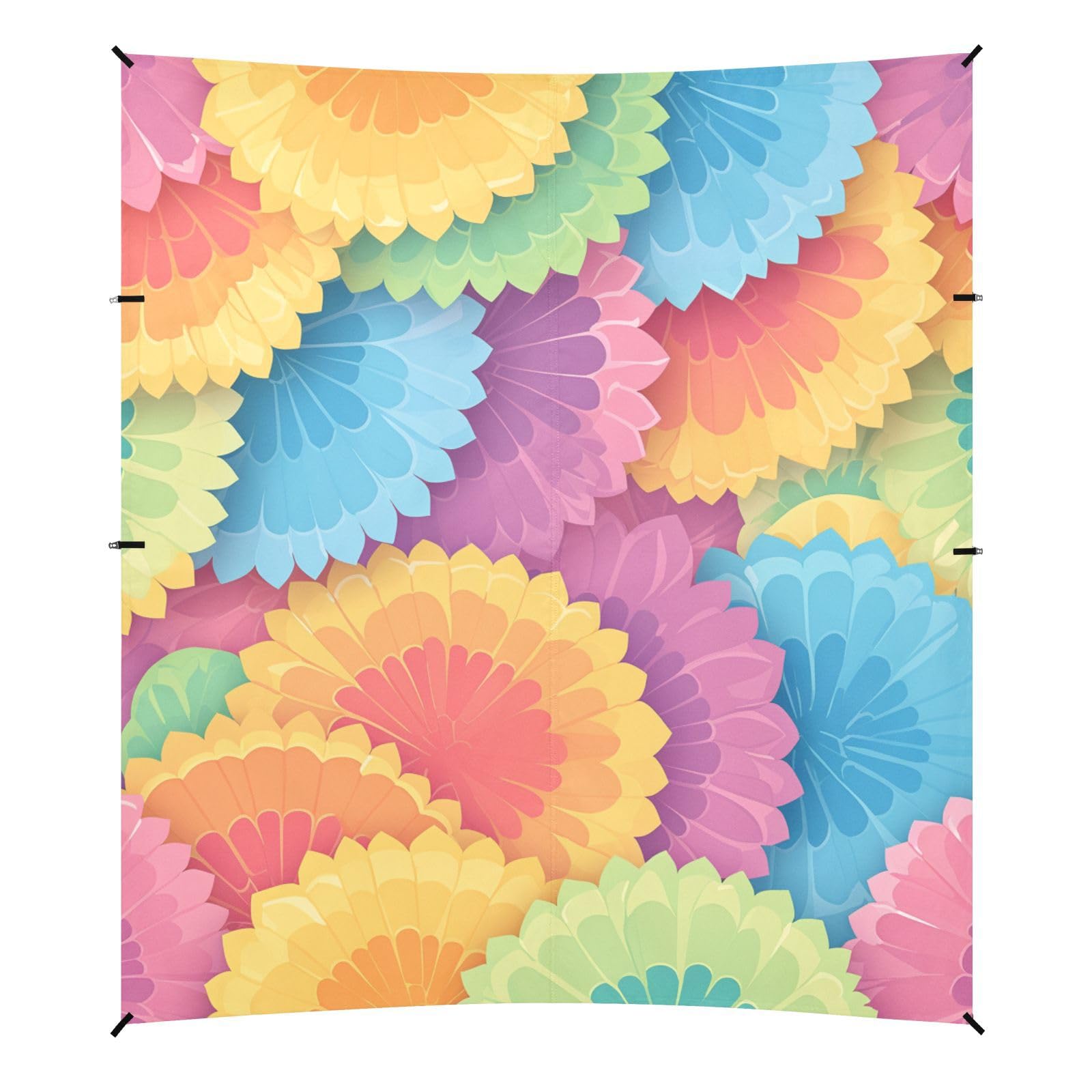 Tie-dye Pattern Bright Colors Tie-dye Background Foldable Beach Canopy UPF50+ Lightweight Portable Sunshade with Sandbags and Shovel for Family Travel
