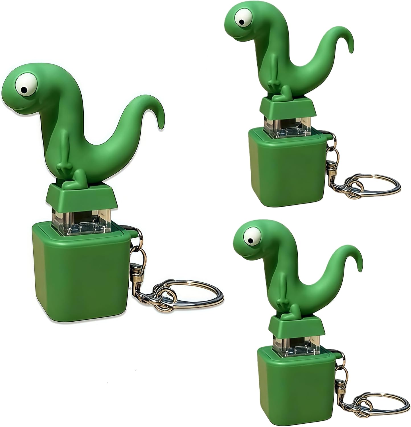 Lizard Button Keychain,Rechargeable Animal Keychains with Sound and Colorful Lights,Fidget Toys Adults Anxiety Relief