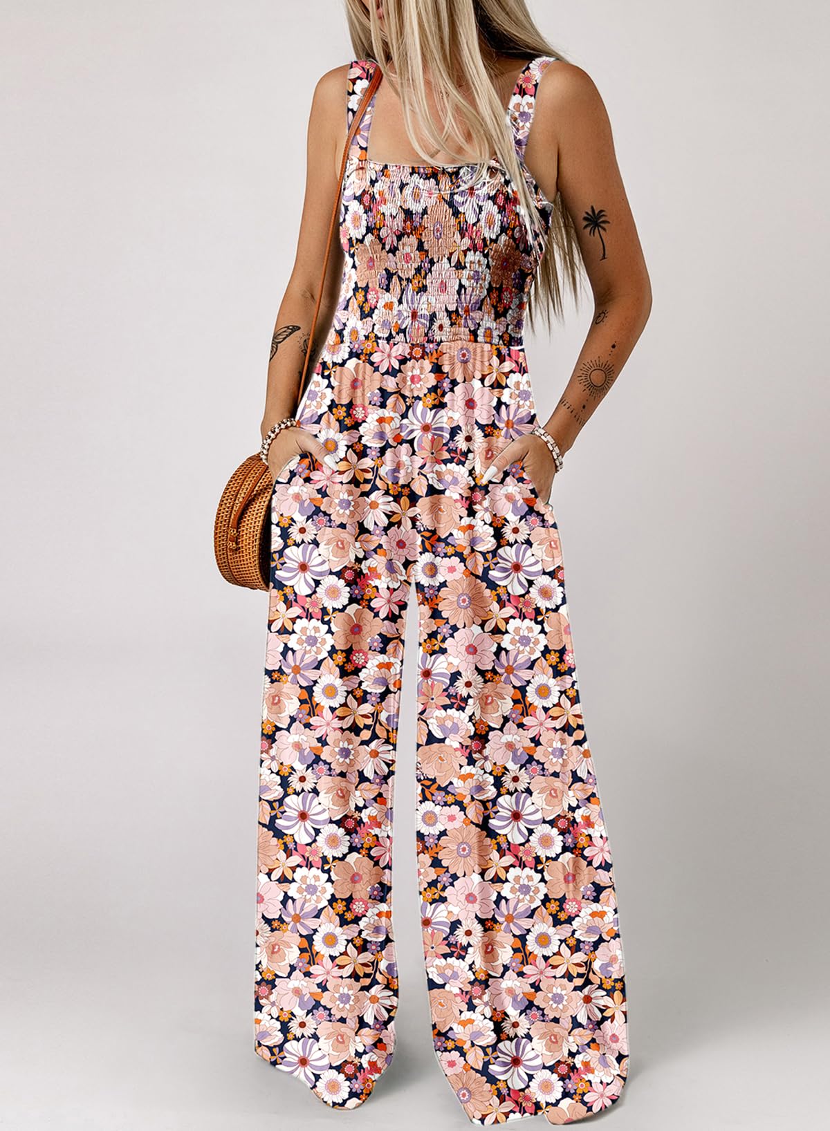 Dokotoo Tuta Donna Estiva Floreale Salopette Elegante Cerimonia Completo Cerimonia Larga Pantaloni Senza Maniche Tailleur Lungo Jumpsuit