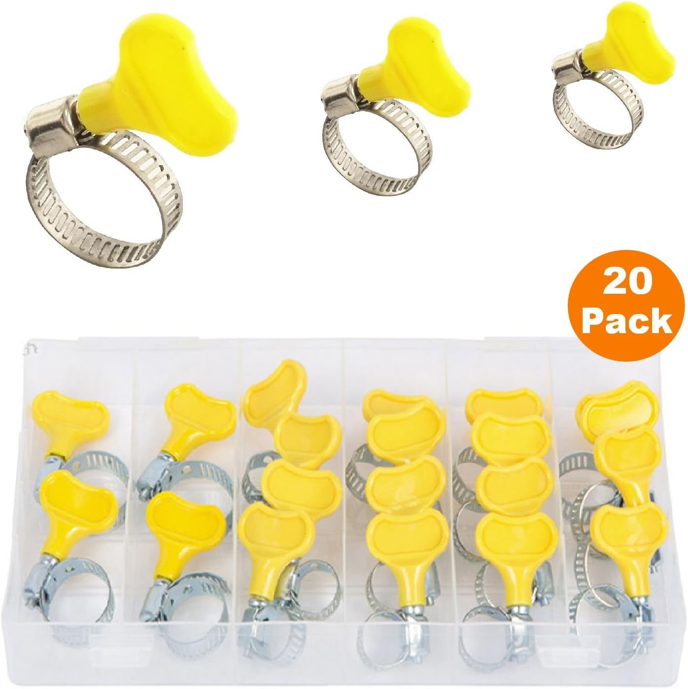 20 x Assorted Key Hose Clamps, Jubilee Type Worm Drive, Thumb Screw