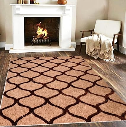HOMERICA Premium Microfiber Anti Skid Rug Carpet for Living Room (Choco Swirl, 4x6 FEET)