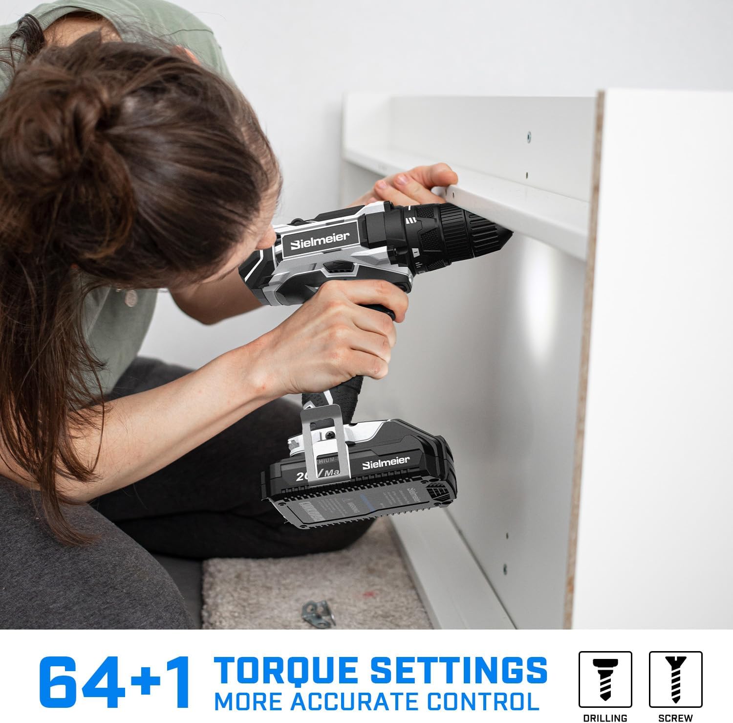 20V Cordless Drill and Impact Driver, Power Tool Combo Kit with 33Pcs Accessories, Perfect for wall hanging, Home improvements and for Beginners easy hand DIY Projects with anti slip Grips