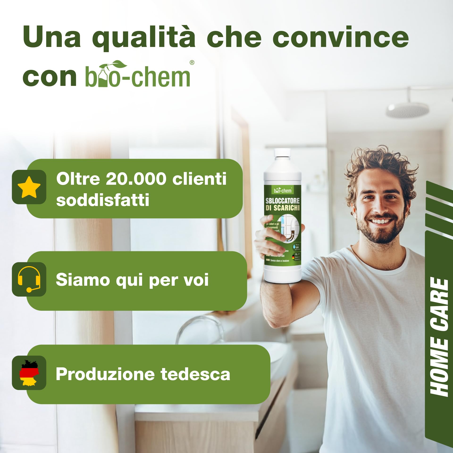 bio-chem Set di 6 prodotti per la pulizia di tubature, WC e forno | Rimuovi urina e calcare - Sblocca scarichi - Pulisci forno - Con spugna, panno e pietra pomice