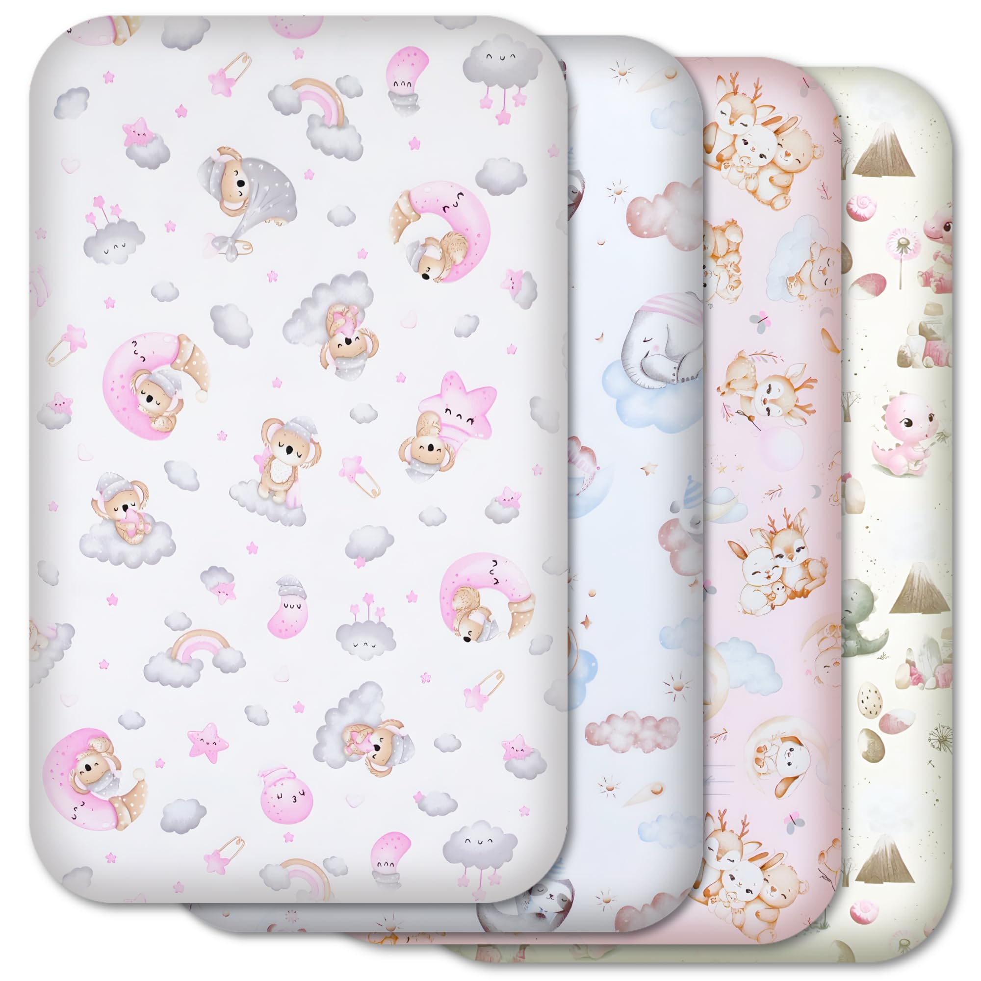 Next to Me Crib Sheets – 100% Pure Cotton, Soft & Breathable Baby Bedding Set – 4-Pack Snug Fitted Baby Sheets Set for Bedside Cribs - (83x50cm, SET6-4pcs)