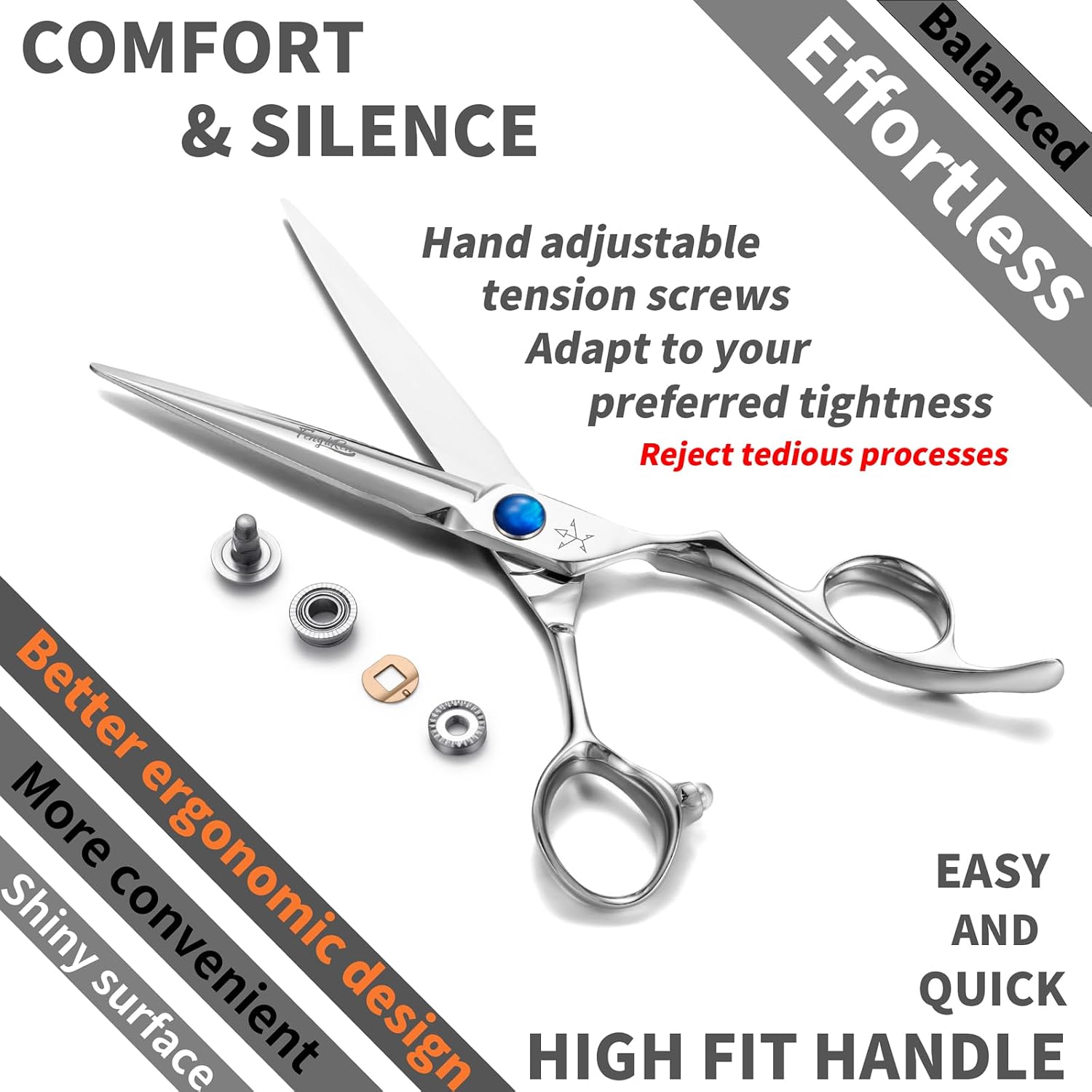 High-end Professional Extremely Very Sharp Barber Hair Cutting Scissors Hairdresser Shears For Hair 6.6 Inch Haircut Scissor Made Of Dynamic Stainless Steel For Hairdressing Salon Home Use