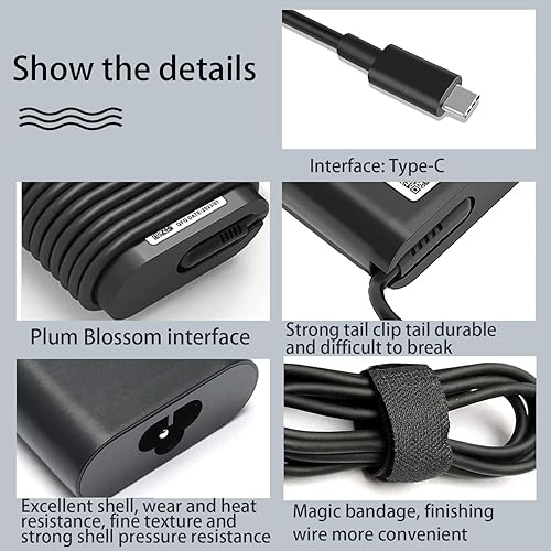 Miniatura 5 de Cargador USB C de 65 W para Dell Inspiron 16 7620 2 en 1 Latitude 5420 5540 Chromebook 3100 5190 XPS 13 9320 9MT5R 492-BCNW HA65NM190 DA65NM190