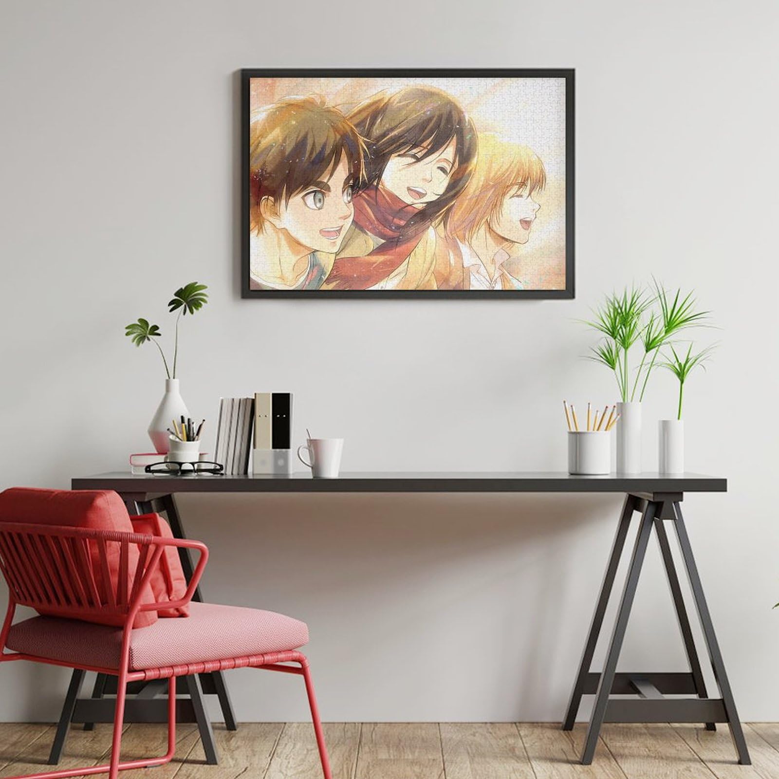 進撃の巨人ジグソーパズル完成フレーム 希少】 ◾️完成品◾️ 進撃の巨人 モザイクアート