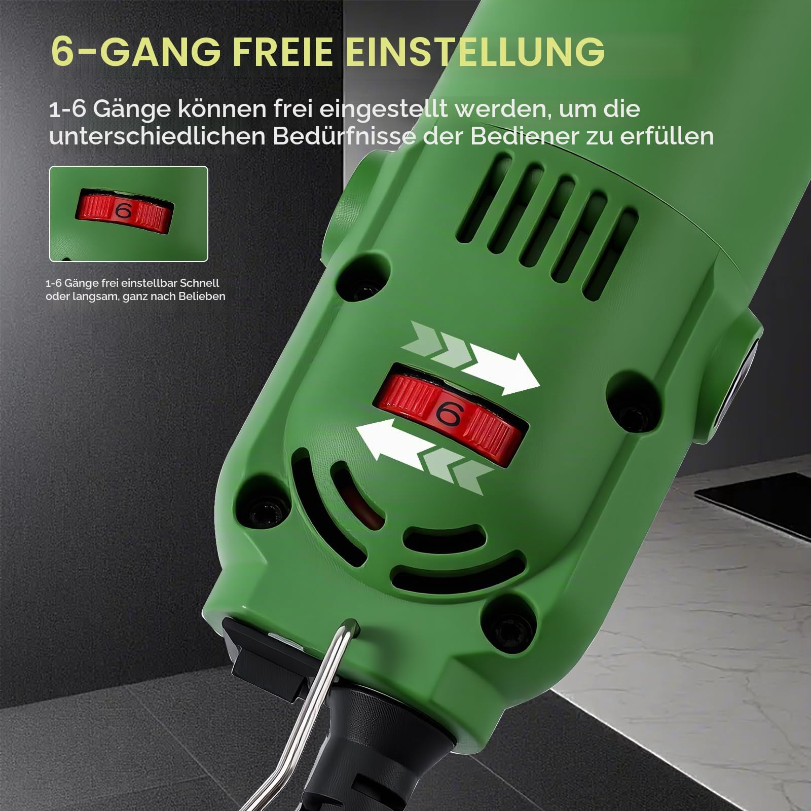 Professioneller Geradschleifer 450 W, Werkzeug zur Restaurierung von Fliesenfugen, elektrisches Drehwerkzeug, 6 Geschwindigkeiten, 16000 U/min, Zange 3 mm, Poliermaschine für Schmuck, Holz, Stein