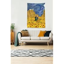 Pelangi  ok Renkli Van Gogh Papatya Tarlas  Leke Tutmaz Kadife Kuma  Duvar  rt s  Duvar Hal s  Tapestry DWLL417, 100 x 140