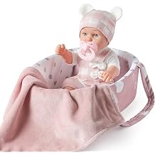 305 cm Baby Puppen Spielzeug Set mit Zubeh r inklusive Baby-Puppentrage Stubenwagen Schnuller und Decke erste Babypuppe f r Kleinkinder M dchen ab 3 Jahren