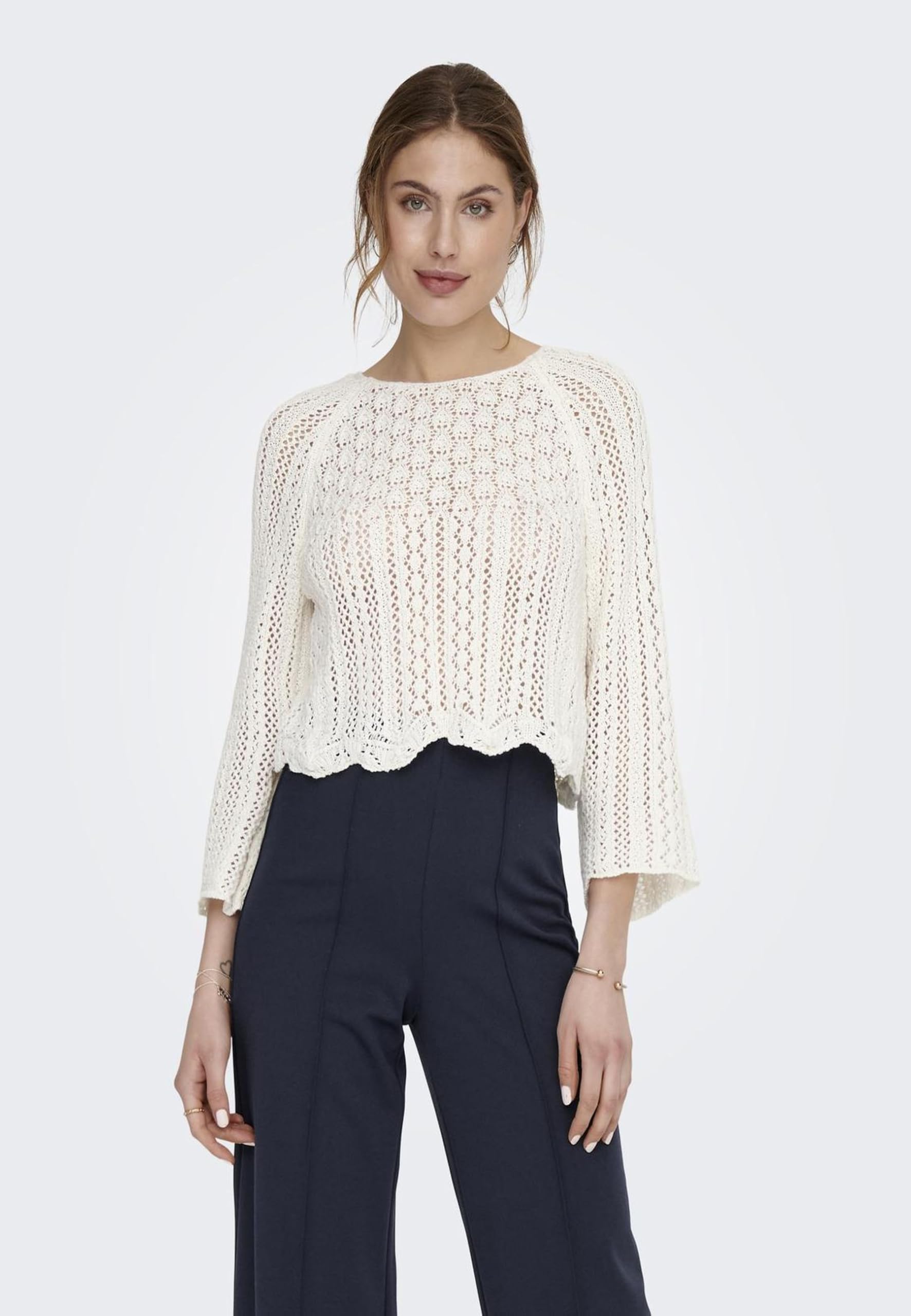 ONLY Damen Pullover ONLNOLA Life 3/4 - Regular Fit XS S M L XL Beige