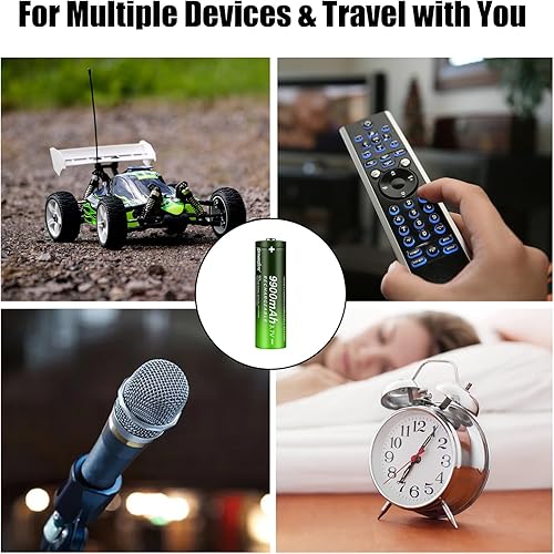 Miniatura 2 de Paquete de 4 linternas de mano LED recargables 18650 alimentadas por batería para campamento, al aire libre (linterna no incluida)