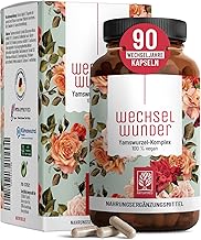 WECHSELWUNDER - 500 mg yam root with 340 mg red clover, valerian, iron, vitamin B9 and B12 capsules high dosage meno balance hot flushes - 90 meno balance capsules