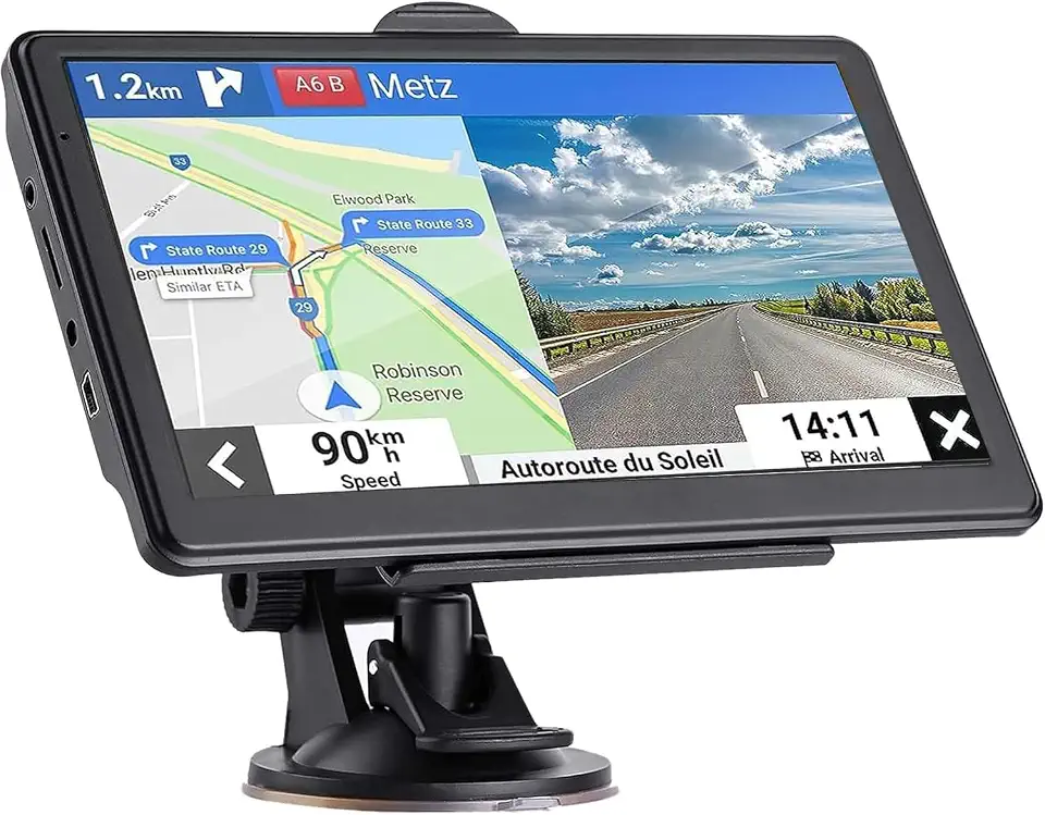 Navegação GPS para motoristas de carro, caminhão, sistemas de navegação de 18 cm para carro com orientação de voz e aviso de câmera de velocidade, mapa 2D e 3D, mapas das Américas, mapa vitalício