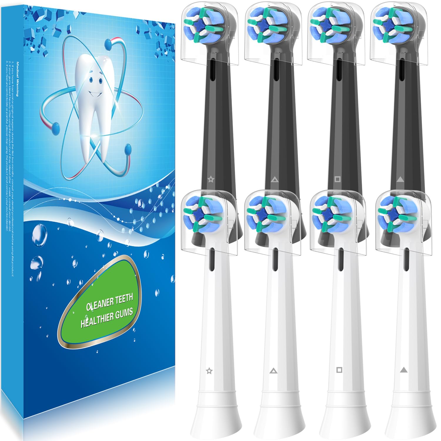 8 Pack Replacement Heads Compatible with Oral B iO Toothbrushes Brush Heads for Oral-B iO 2 3 4