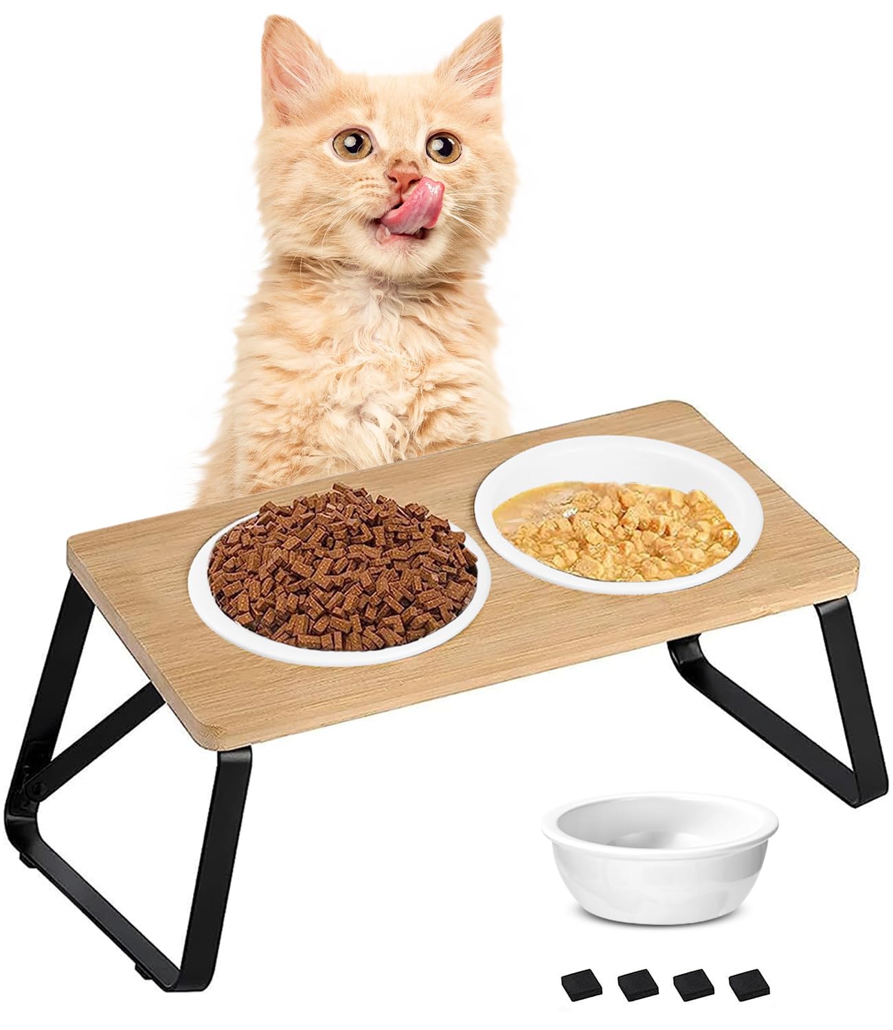 Zawaer Comedero para Gatos Elevado, comederos elevados para Gatos, comederos para Gatos en Madera, comedero para Gatos, comedero para Gatos, comedero para Gatos, comederos elevados para Agua, Cuencos