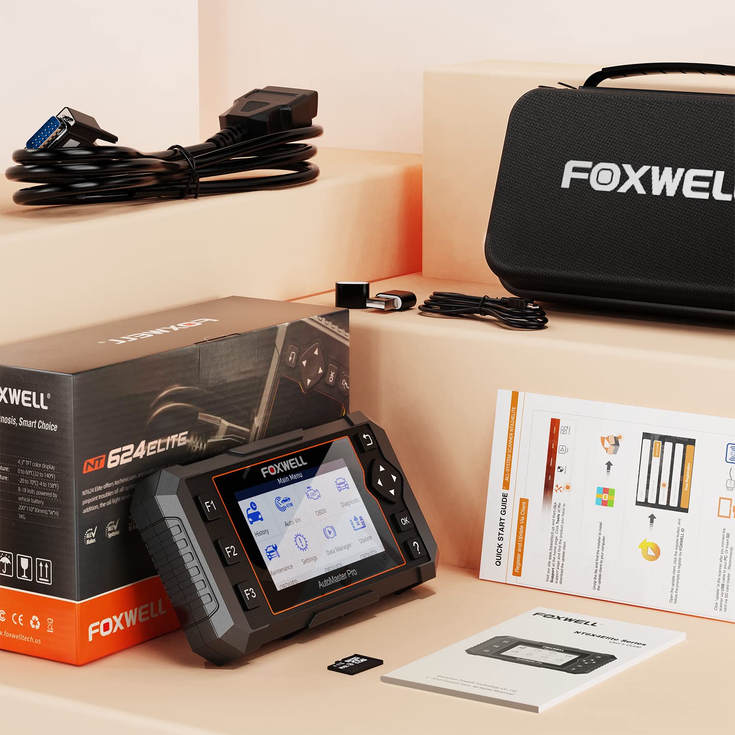 2022 Newest FOXWELL OBD2 Scanner NT624 Elite Car Diagnostic Scanner All Systems with ABS