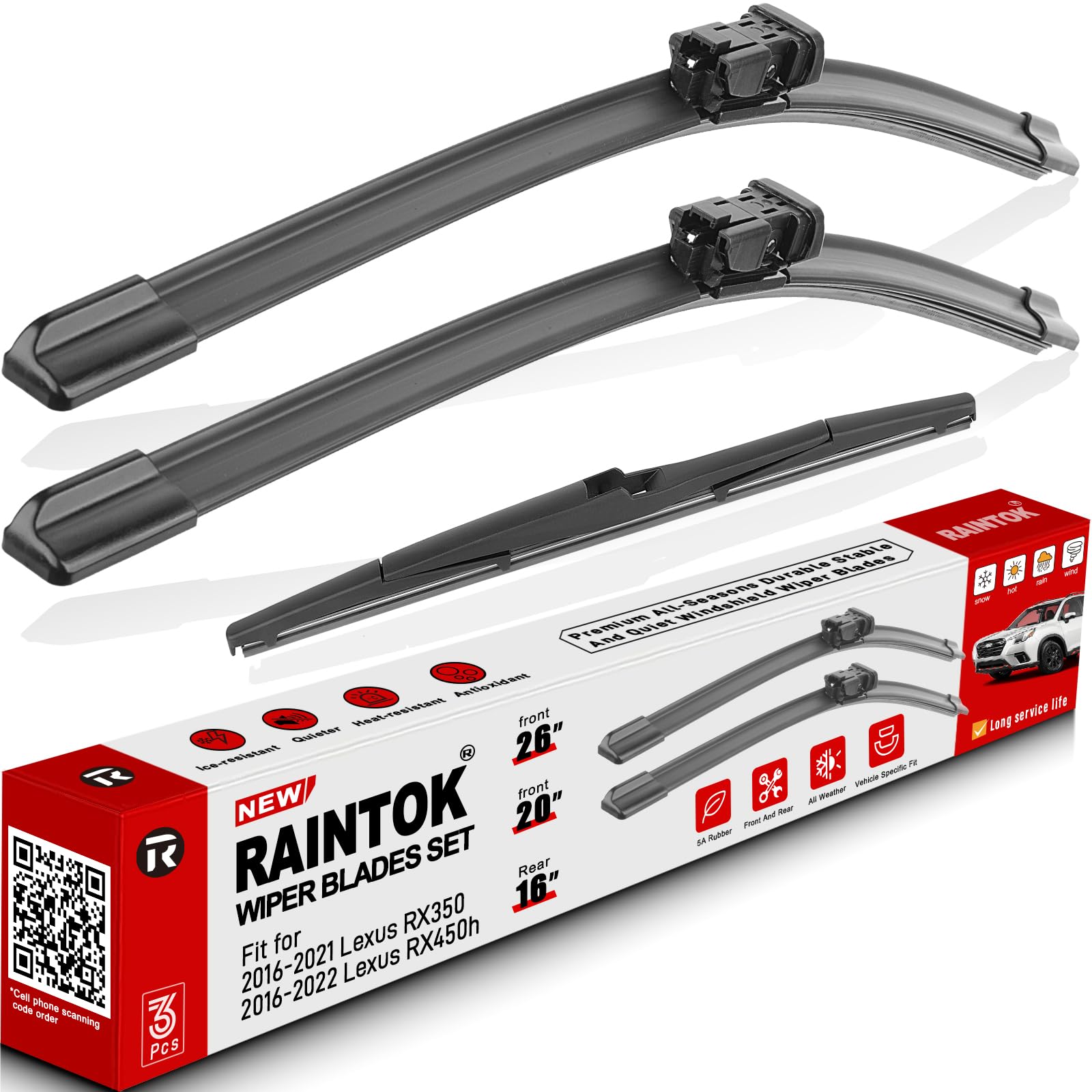 3 Pack Windshield Wiper Blades Replacement for Lexus RX350 2016-2020 2021