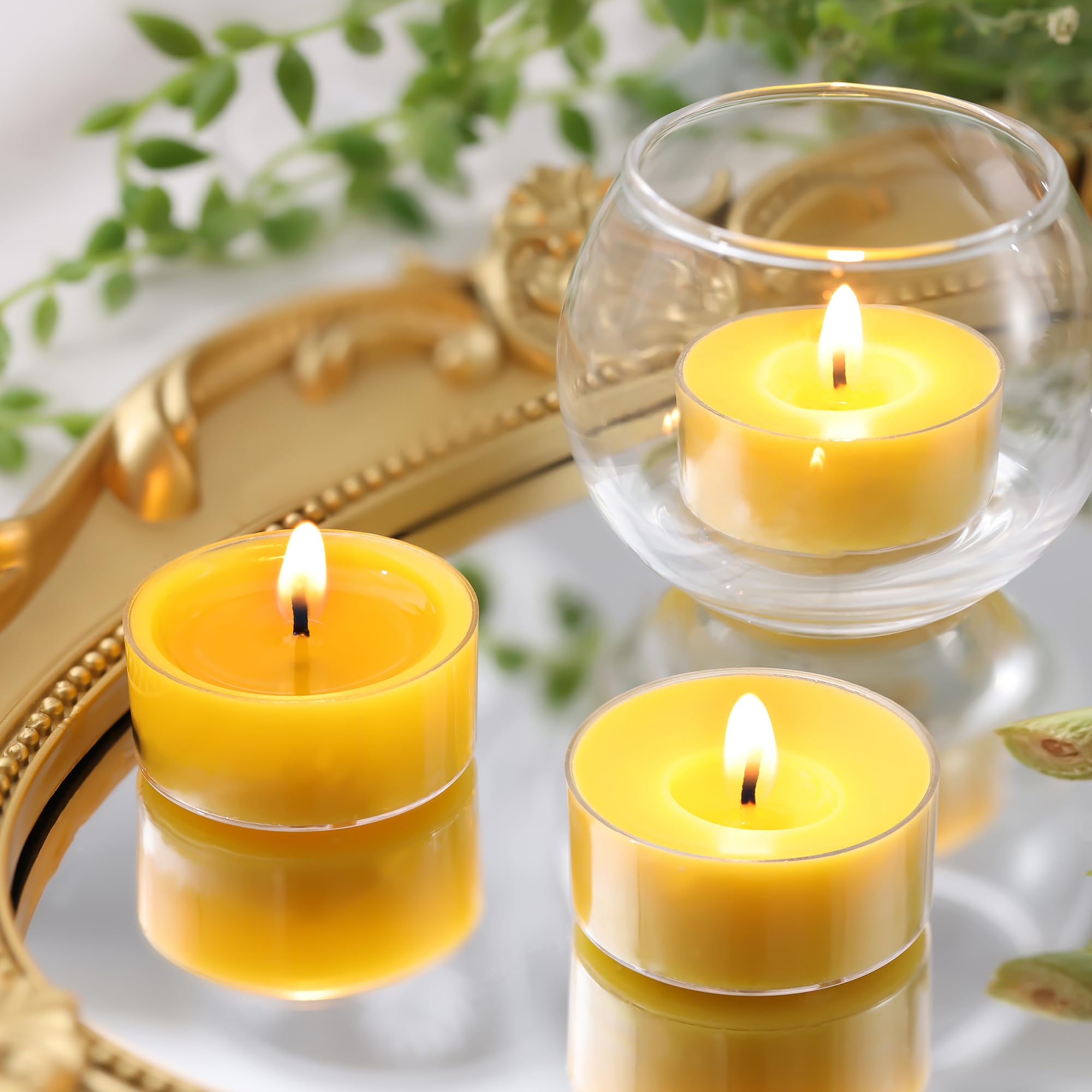 DEVI 36 Pack Fresh Citronella Highly Scented Tea Lights Candles, 4 Hours Natural Palm Tea Candles Bulk for Home Scented, Small Indoor Summer Scented Tealight Votives for Home, Patio Garden Yard