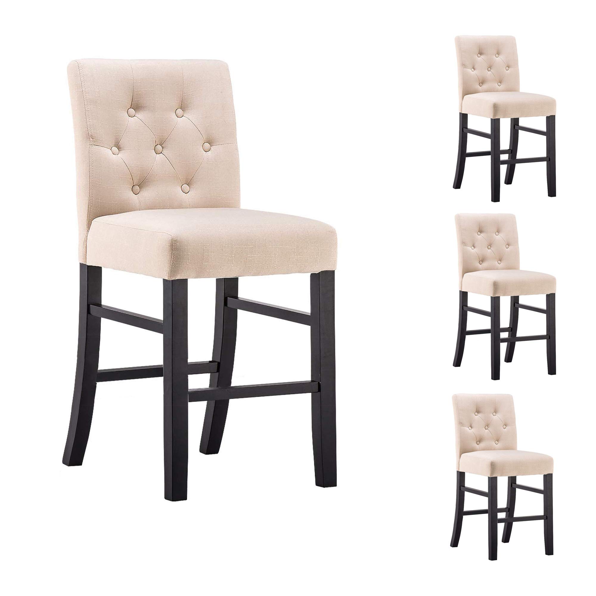 Photo 1 of ***MISSING PARTS - SEE NOTES***
Fabric Barstools Dining Counter Height Side Chairs (Beige, Set of 4)