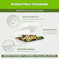 Vista 4 de KARAT EARTH Clamshell - Recipientes de alimentos para llevar [6 x 6 pulgadas, 500 unidades] Contenedores compostables para llevar, bagazo