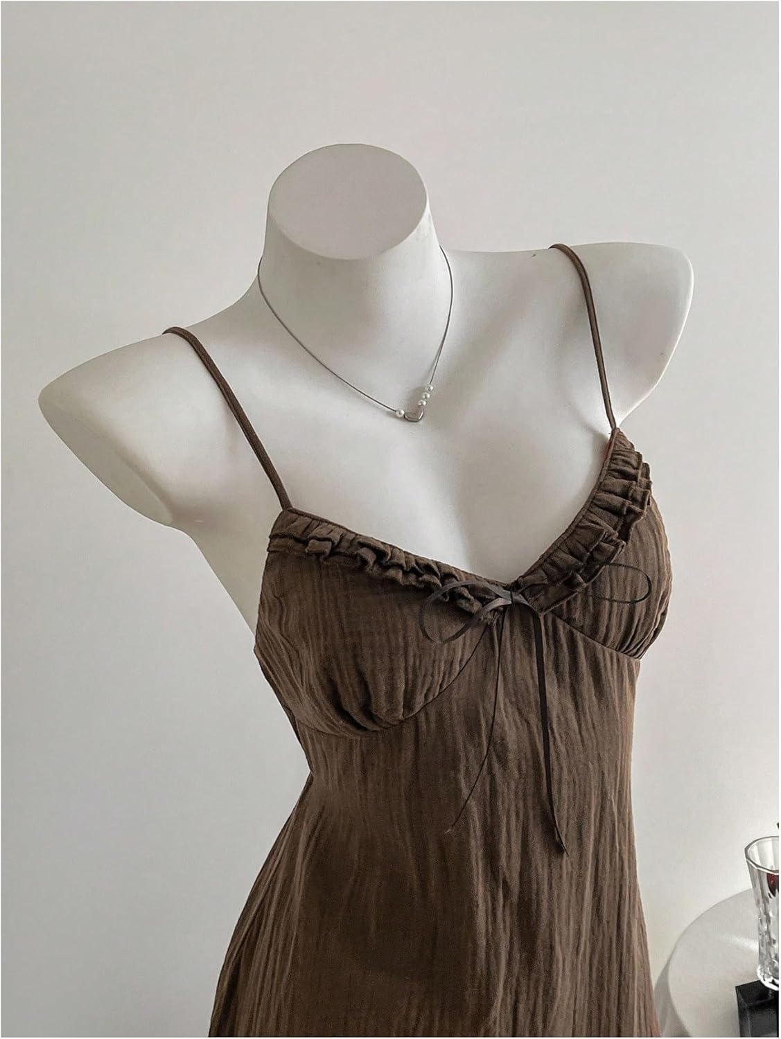 SOLY HUX Women's Ruffle Mini Dress Bow Knot V Neck Spaghetti Strap A Line Summer Cami Dresses - Image 2