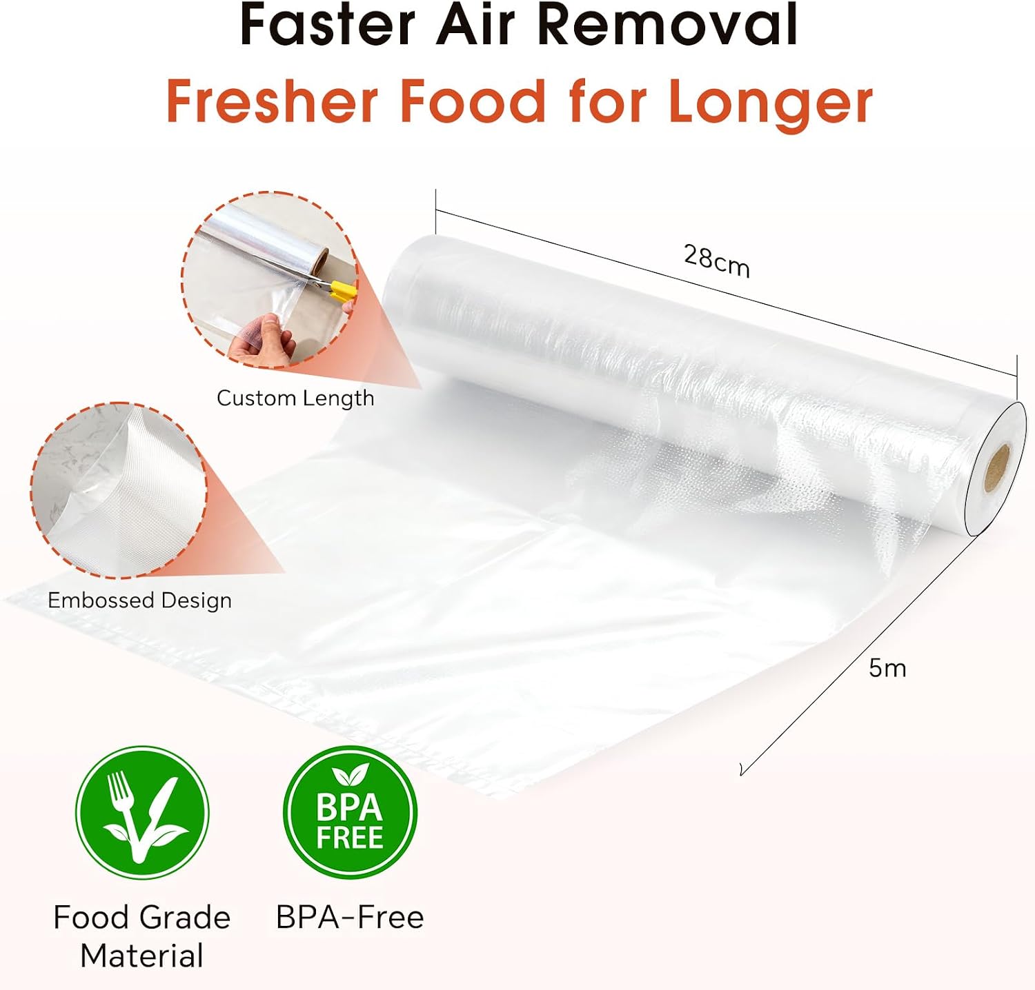 Vacuum Sealer Rolls 2 Pack, 11” x 16’ Vacuum Seal Bags for Food Storage Saver, BPA-Free Food Saver Bags Rolls for Freezer, Meal Prep & Sous Vide Cooking image 2