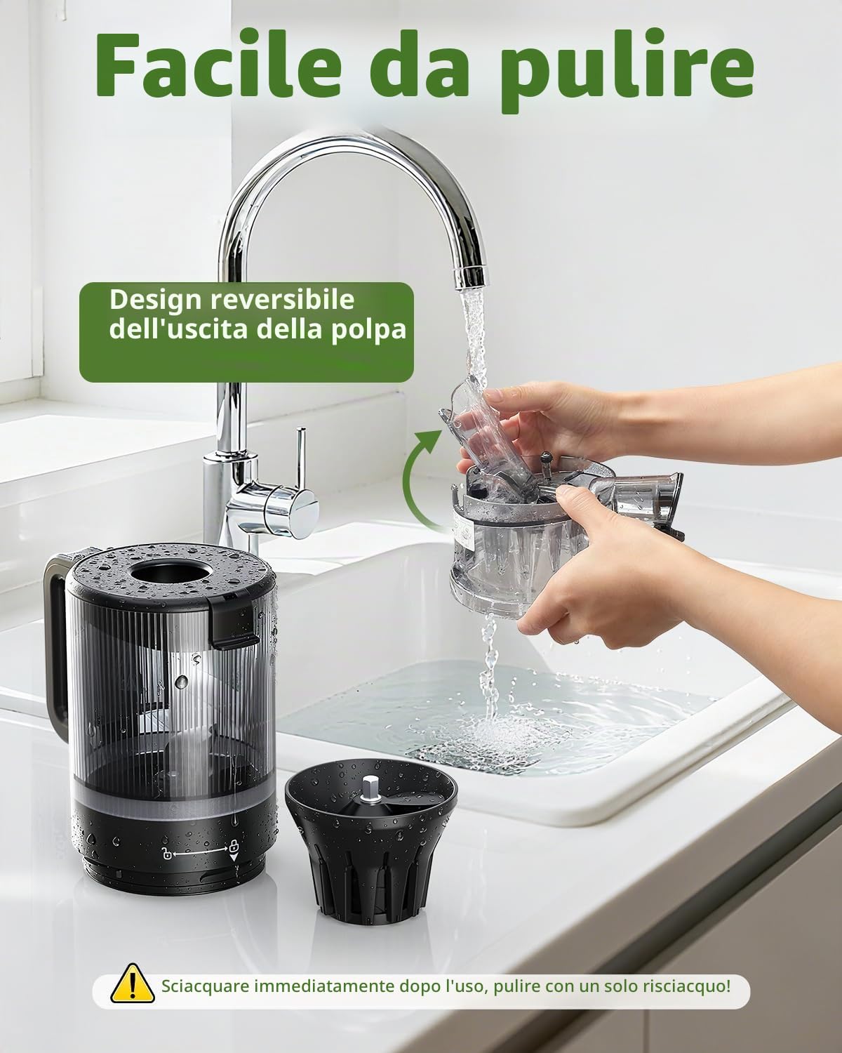 ACOQOOS Estrattore Frutta e Verdura, 132 mm Bocca Extra-Larga, Capacità 1,8 L, Motore da 280 W, BPA Free, Facile da Smontare e Pulire, Nero