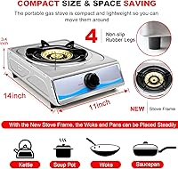 Vista 6 de Propane Gas Cooktop，Single Burner Gas Stove Stainless Steel Portable Gas Stove，Auto Ignition Camping Single Burner LPGfor RV, Apartments, Outdoor