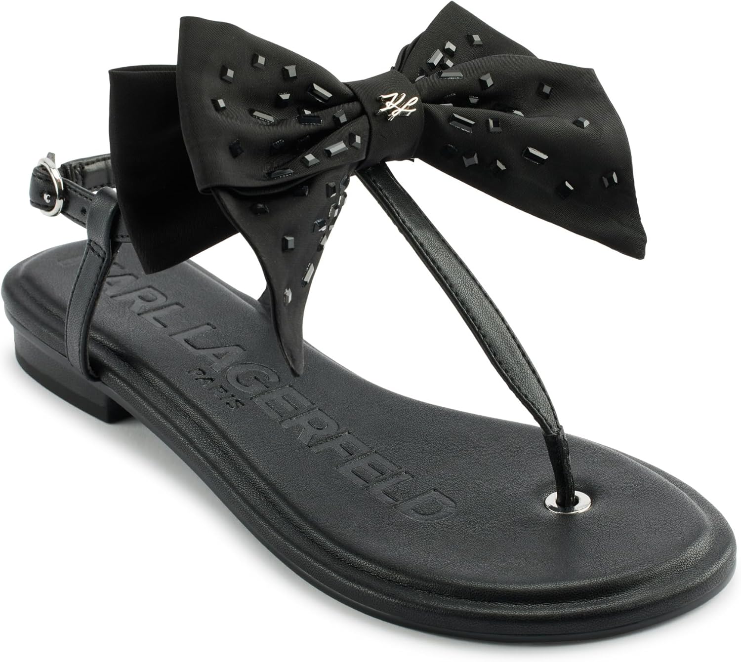 KARL LAGERFELD Women's Cristi Studded Bow Thong Flip Flop Sandal