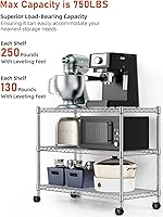 Vista 4 de Simple Deluxe Estantes de almacenamiento de 3 niveles, capacidad de carga de 750 libras, 24.02 pulgadas de ancho x 13.78 pulgadas de profundidad x