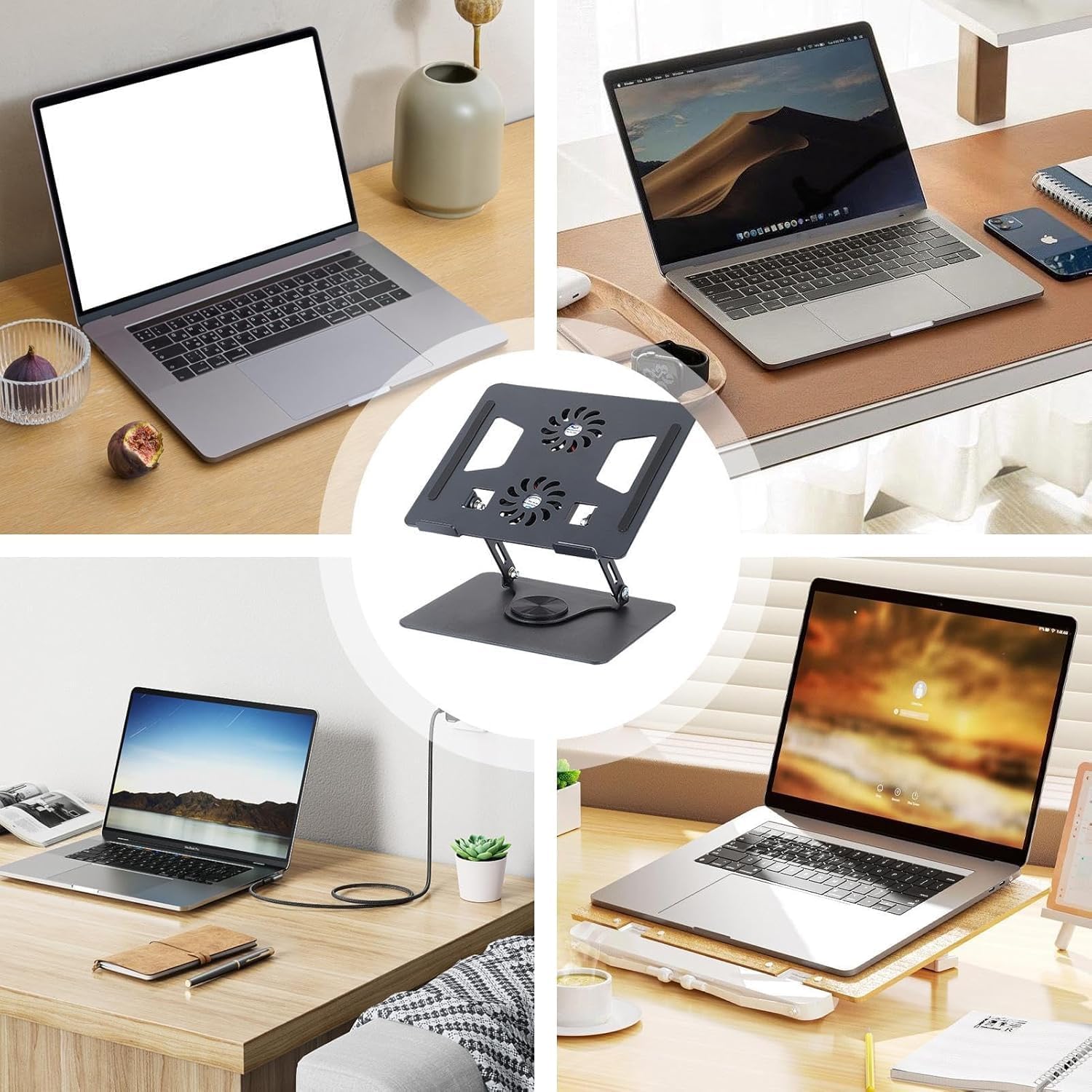 Suporte Ajustável para Notebook e Tablet, Base Ergonômica em Alumínio, Compatível com 10-17 Polegadas