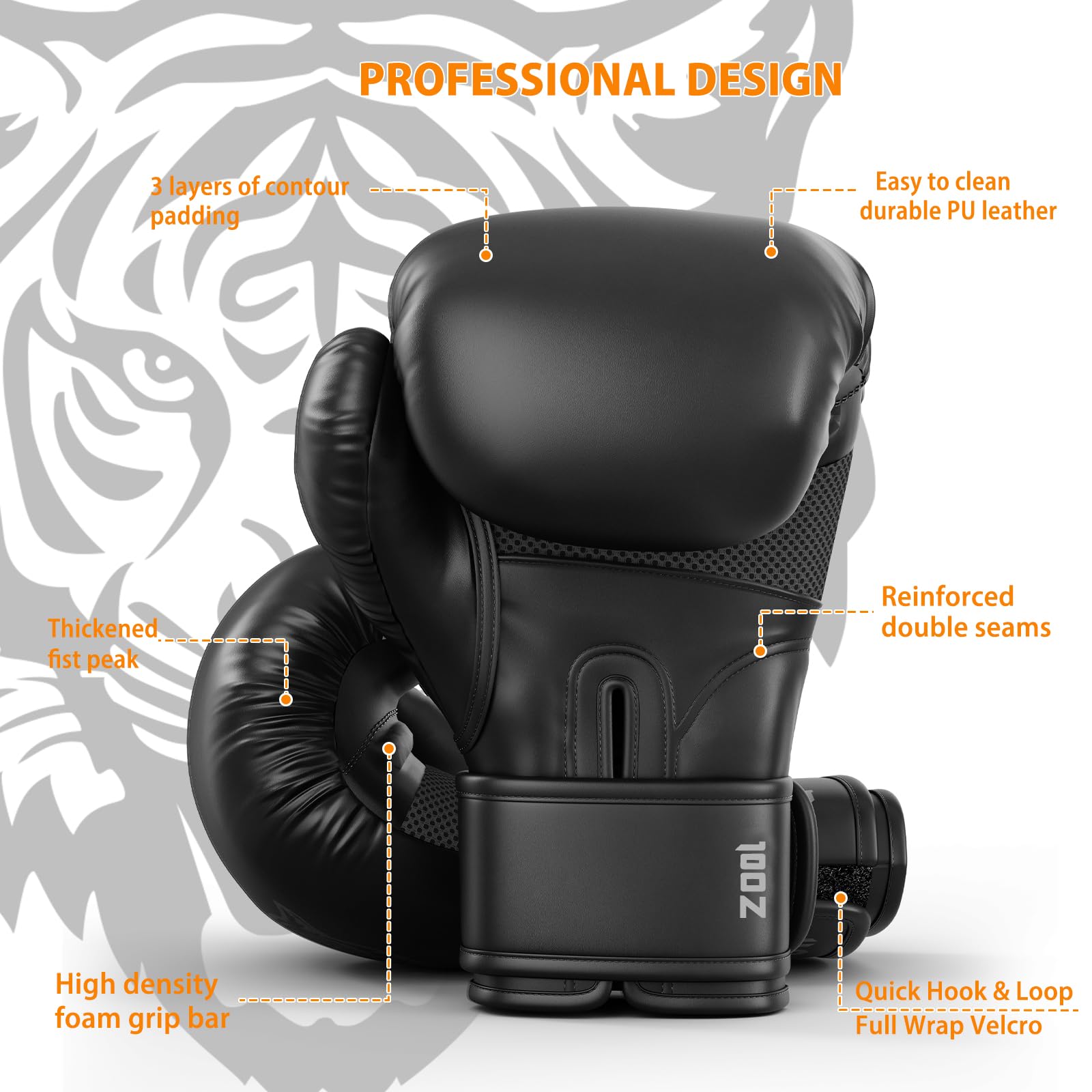 Dripex Guantoni da Boxe, Guanti da Sacco Boxe in Pelle PU, Guantoni da Allenamento Muay Thai MMA Arti Marziali, Guantoni da Combattimento 8oz 10oz 12oz 14oz 16oz, Boxing Gloves Uomo Donna Bambino