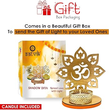 SATVIK OM Shadow Diya for Diwali Decoration Gift Traditional Decorative Statue for Home/Office Religious Tea Light Candle Holder Stand Indian Housewarming Return Gift Items OM Shape