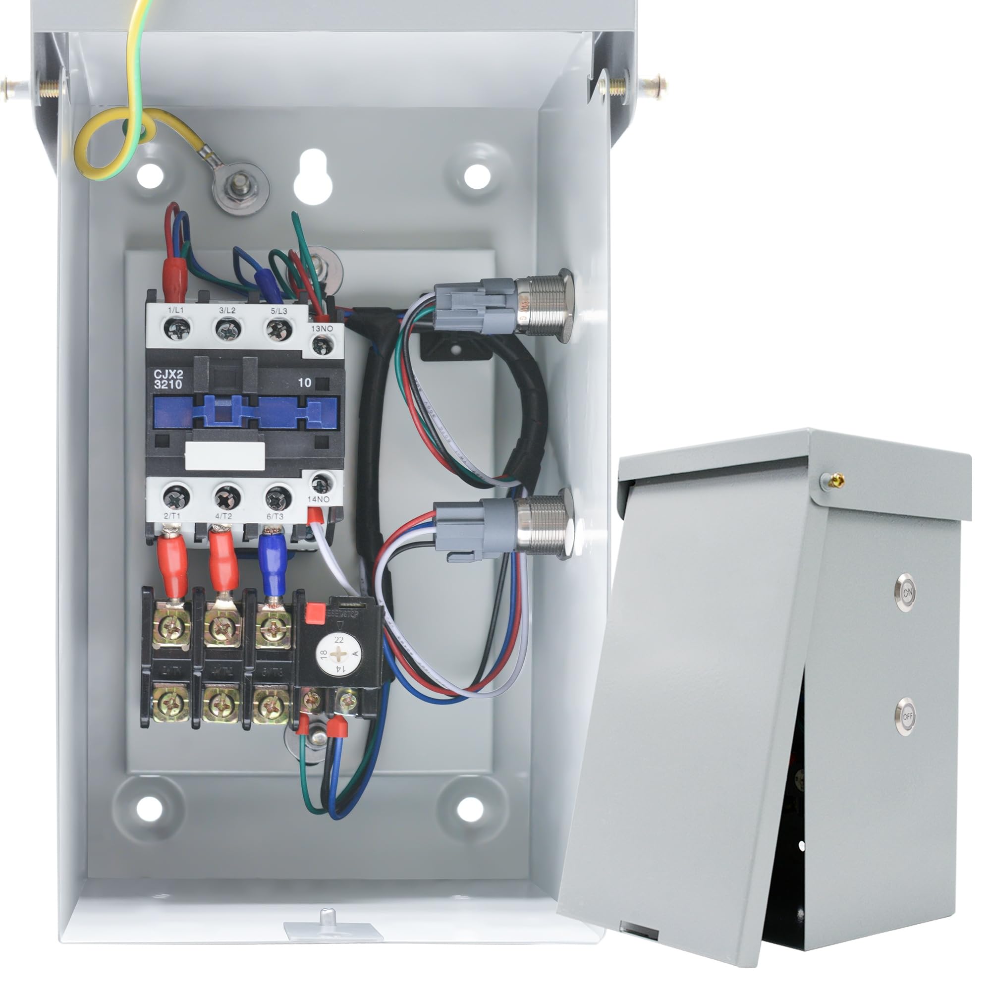 Photo 1 of 14.5 Hp 3 Phase Magnetic Motor Starter, 208-240V 10.8kW 28-45 Amp Magnetic Switch for Motors, Ample Wiring Space NEMA 3R Rated Motor Starters for Indoor/Outdoor Use (3-Phase 45A)