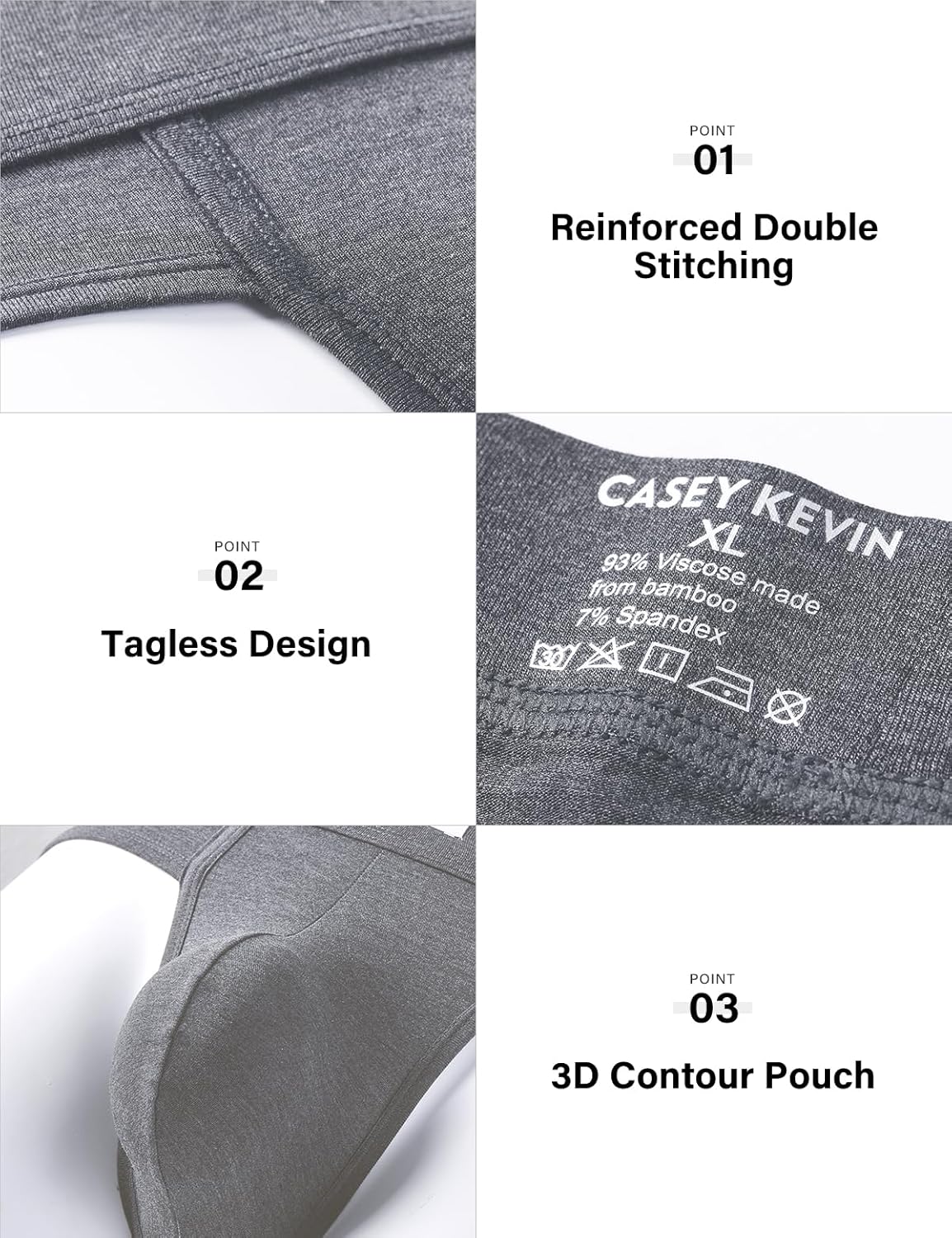 Casey Kevin Men's Underwear Breathable Briefs Lightweight 3D Contour Pouch Super Soft Comfort Tagless Underpants for Men Pack - Image 4