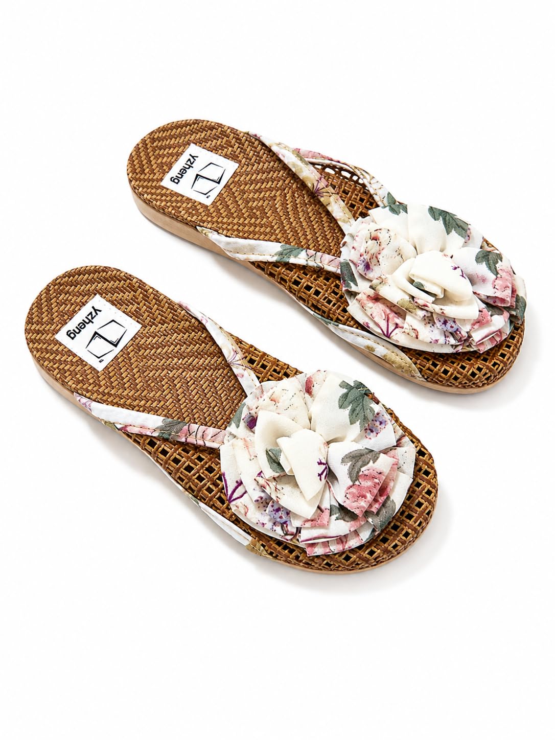 Women Floral House Slippers Soft Breathable Lightweight Indoor Outdoor Comfort Slides Anti-Slip Casual Home Sandals for Bedroom Bathroom Daily Wear-image-43