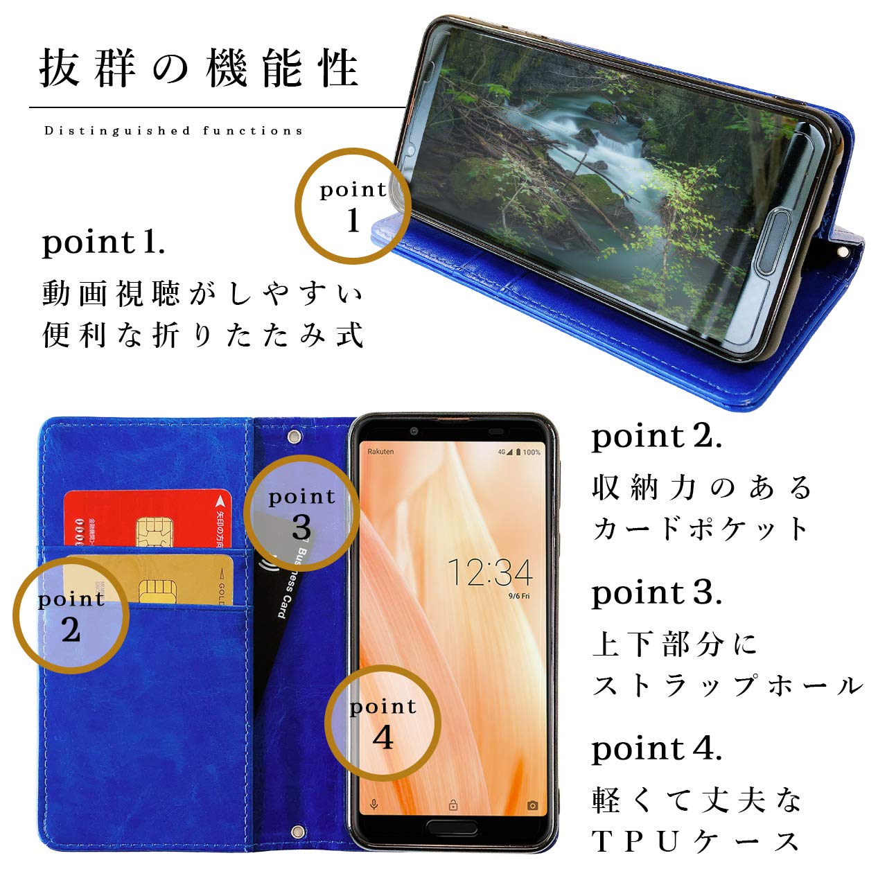 Amazon.co.jp: OPPO Reno5 A 専用 ケース カバー 手帳型 手帳 ブルー