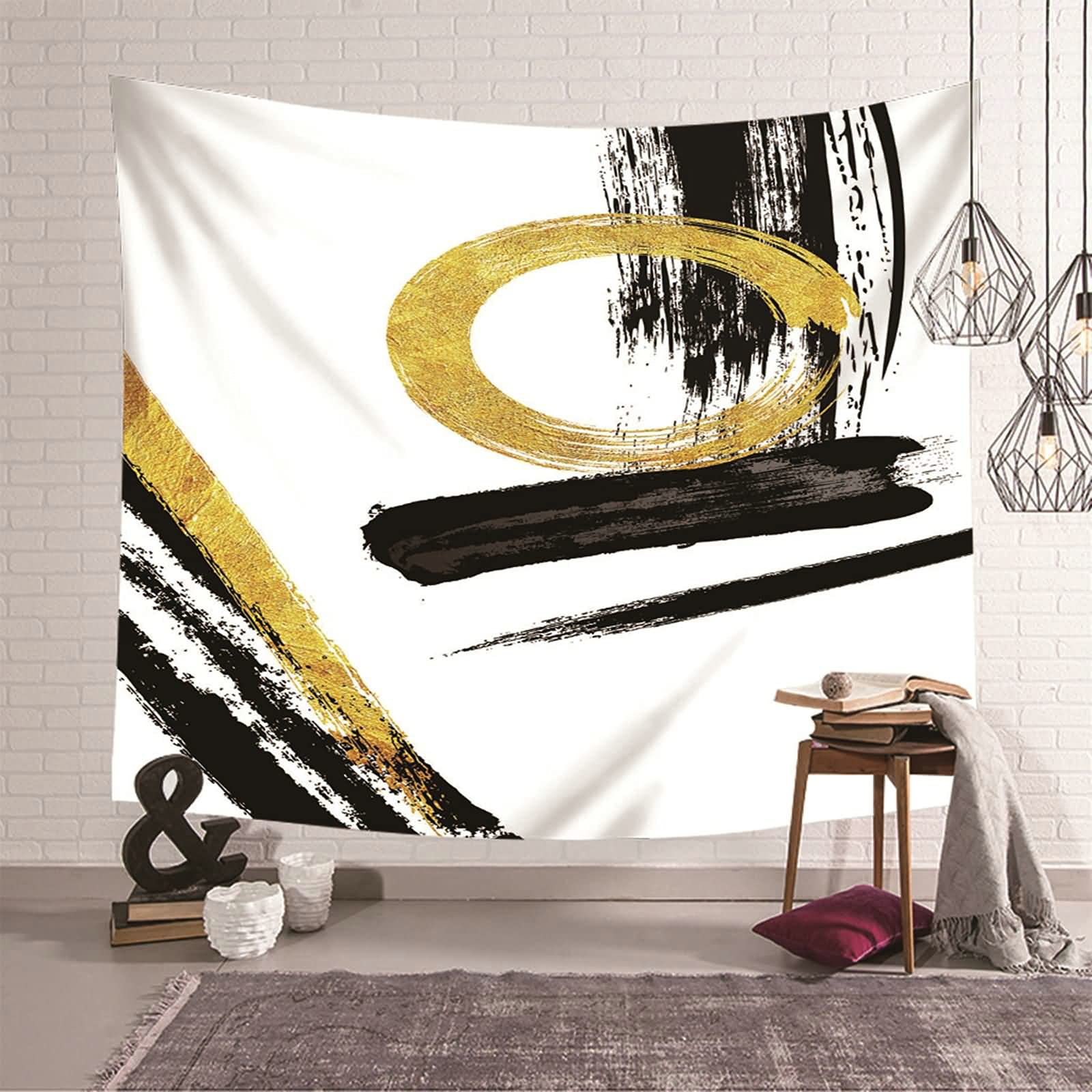 Tapiz de pared artístico KnSam negro y dorado, decoración ideal para tu salón
