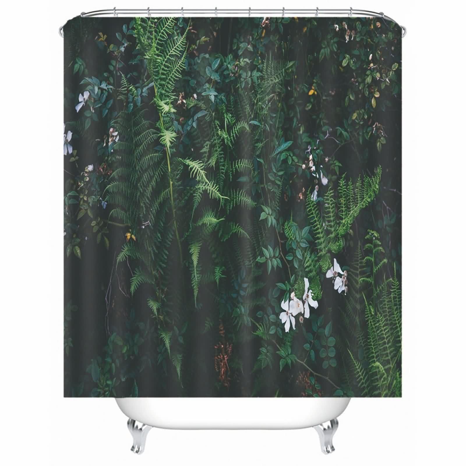 Rideau de douche vert jungle imperméable fini les moisissures dans la salle de bain