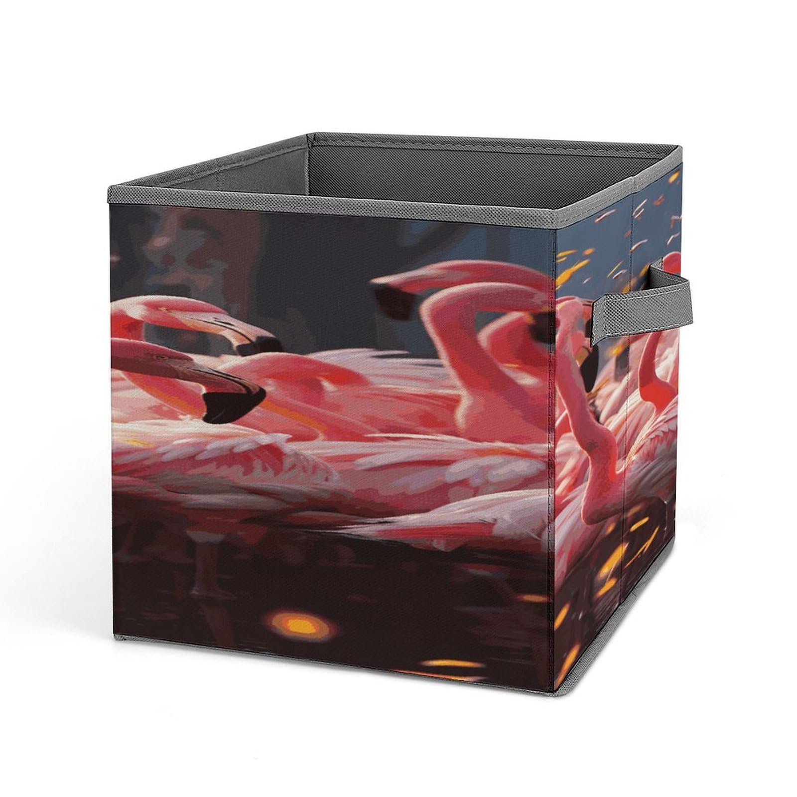 Fodpand Style Flamingos Partying Storage Cubes Foldable Decorative Fabric, Storage Bins Baskets With Handles, Closet Organizers And Storage For Home, Office,Closet, Clothes